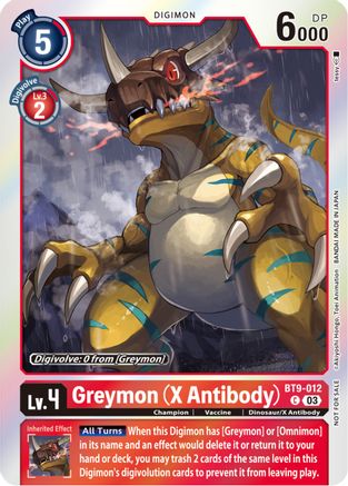 Greymon (X Antibody) (Blast Ace Pre-Release Winner) (BT9-012) [X Record] Foil - Deck Out Gaming