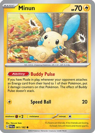 Minun - 061/182 (61) [SV04: Paradox Rift] Reverse Holofoil - Deck Out Gaming