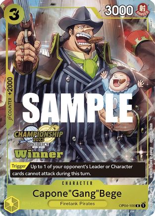 Capone"Gang"Bege (CS 2023 Top Players Pack) [Winner] (OP04-100) [One Piece Promotion Cards] - Deck Out Gaming