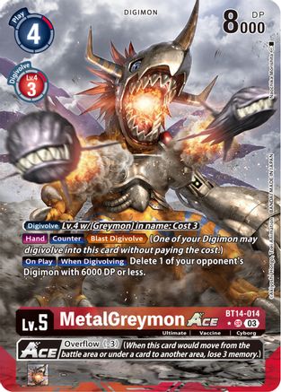 MetalGreymon ACE (Alternate Art) (BT14-014) [Blast Ace] Foil - Deck Out Gaming