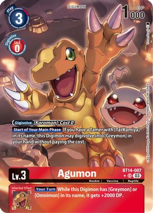 Agumon (Alternate Art) (BT14-007) [Blast Ace] Foil - Deck Out Gaming