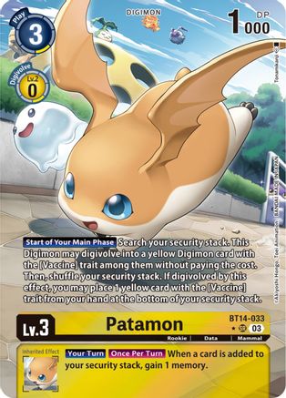 Patamon (Alternate Art) (BT14-033) [Blast Ace] Foil - Deck Out Gaming