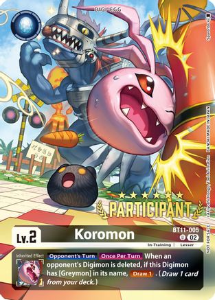 Koromon (Digimon 3-On-3 November 2023 Participation) (BT11-005) [Dimensional Phase] Foil - Deck Out Gaming