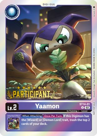 Yaamon (Digimon 3-On-3 November 2023 Participation) (ST14-01) [Starter Deck 14: Beelzemon Advanced Deck Set] Foil - Deck Out Gaming