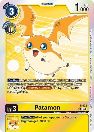 Patamon - P-122 (Tamer Party Pack -The Beginning- Ver. 2.0) (P-122) [Digimon Promotion Cards] Foil - Deck Out Gaming