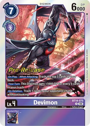 Devimon (BT14-075) [Blast Ace Pre-Release Cards] Foil - Deck Out Gaming