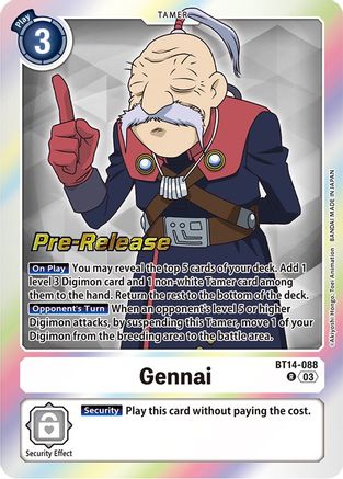 Gennai (BT14-088) [Blast Ace Pre-Release Cards] Foil - Deck Out Gaming