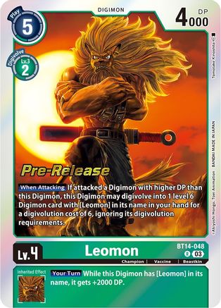 Leomon (BT14-048) [Blast Ace Pre-Release Cards] Foil - Deck Out Gaming