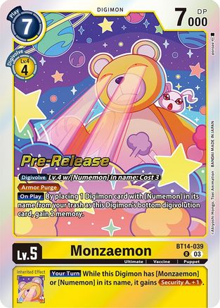 Monzaemon (BT14-039) [Blast Ace Pre-Release Cards] Foil - Deck Out Gaming