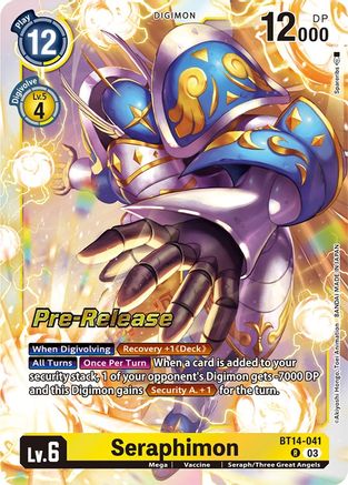 Seraphimon (BT14-041) [Blast Ace Pre-Release Cards] Foil - Deck Out Gaming