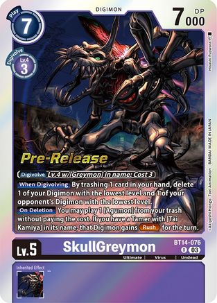 SkullGreymon (BT14-076) [Blast Ace Pre-Release Cards] Foil - Deck Out Gaming