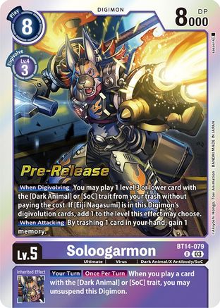 Soloogarmon (BT14-079) [Blast Ace Pre-Release Cards] Foil - Deck Out Gaming