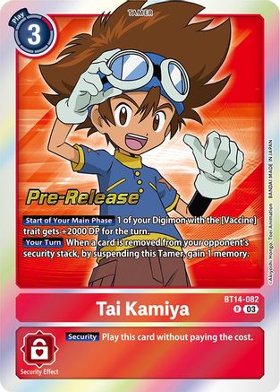 Tai Kamiya (BT14-082) [Blast Ace Pre-Release Cards] Foil - Deck Out Gaming