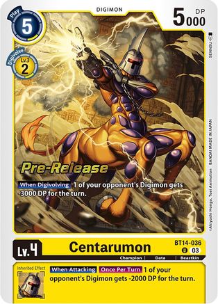 Centarumon (BT14-036) [Blast Ace Pre-Release Cards] Foil - Deck Out Gaming