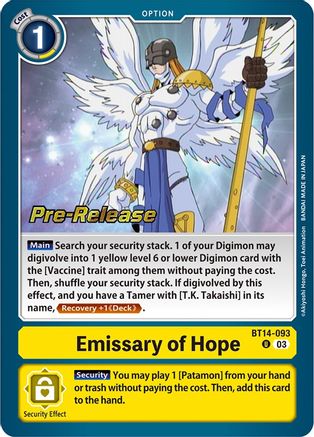 Emissary of Hope (BT14-093) [Blast Ace Pre-Release Cards] Foil
