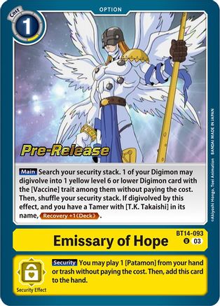 Emissary of Hope (BT14-093) [Blast Ace Pre-Release Cards] Foil - Deck Out Gaming