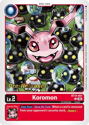 Koromon (BT14-001) [Blast Ace Pre-Release Cards] Foil - Deck Out Gaming