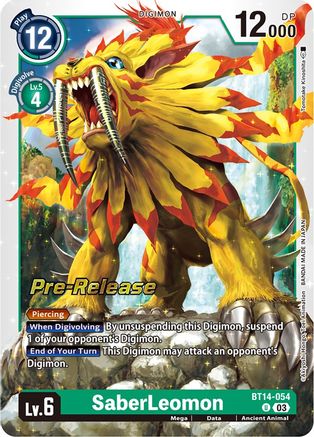 SaberLeomon (BT14-054) [Blast Ace Pre-Release Cards] Foil - Deck Out Gaming