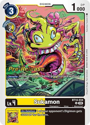 Sukamon (BT14-034) [Blast Ace Pre-Release Cards] Foil - Deck Out Gaming