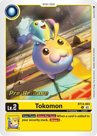 Tokomon (BT14-003) [Blast Ace Pre-Release Cards] Foil - Deck Out Gaming