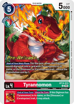 Tyrannomon (BT14-013) [Blast Ace Pre-Release Cards] Foil - Deck Out Gaming