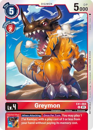 Greymon (Blast Ace Double Pack Set) (EX1-004) [Classic Collection] Foil - Deck Out Gaming