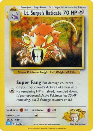 Lt. Surge's Raticate (16) [Trading Card Game Classic] Holofoil - Deck Out Gaming
