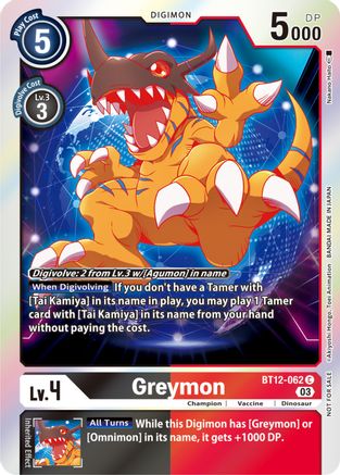 Greymon (Official Tournament Pack Vol.11) (BT12-062) [Across Time] Foil - Deck Out Gaming