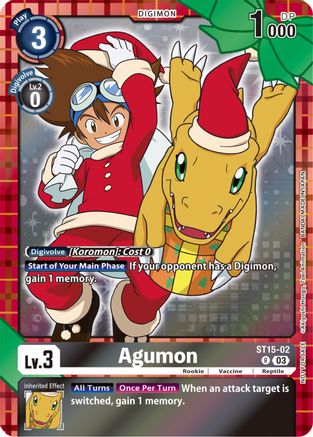 Agumon (Winter Holiday 2023) (ST15-02) [Starter Deck 15: Dragon of Courage] Foil - Deck Out Gaming