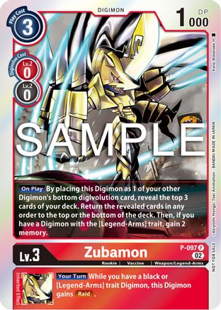 Zubamon - P-097 (Limited Card Pack Ver.2) (P-097) [Digimon Promotion Cards] Foil - Deck Out Gaming