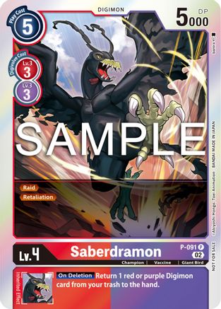 Saberdramon - P-091 (3rd Anniversary Update Pack) (P-091) [Digimon Promotion Cards] Foil - Deck Out Gaming