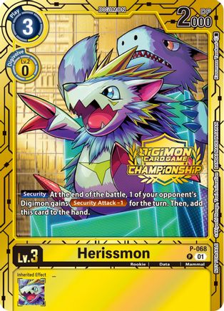 Herissmon - P-068 (Championship 2023 Gold Card Set) (P-068) [Digimon Promotion Cards] Foil - Deck Out Gaming