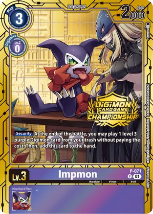 Impmon - P-071 (Championship 2023 Gold Card Set) (P-071) [Digimon Promotion Cards] Foil - Deck Out Gaming