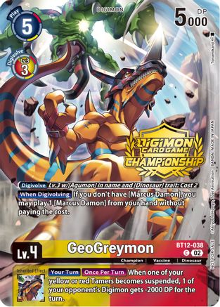 GeoGreymon (Championship 2023 Tamers Pack) (BT12-038) [Across Time] Foil