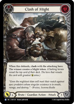 Clash of Might (Red) (HVY137) [Heavy Hitters] Rainbow Foil - Deck Out Gaming