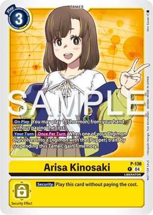 Arisa Kinosaki (Digimon Liberator Promotion Pack) (P-136) [Digimon Promotion Cards] - Deck Out Gaming