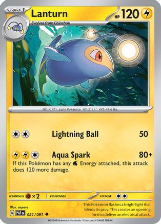 Lanturn (21) [SV: Paldean Fates] Reverse Holofoil - Deck Out Gaming