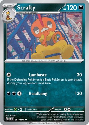 Scrafty (61) [SV: Paldean Fates] Reverse Holofoil - Deck Out Gaming