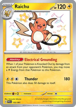 Raichu - 132/091 (132) [SV: Paldean Fates] Holofoil - Deck Out Gaming
