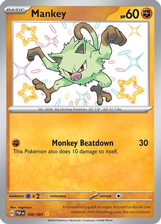 Mankey - 169/091 (169) [SV: Paldean Fates] Holofoil - Deck Out Gaming