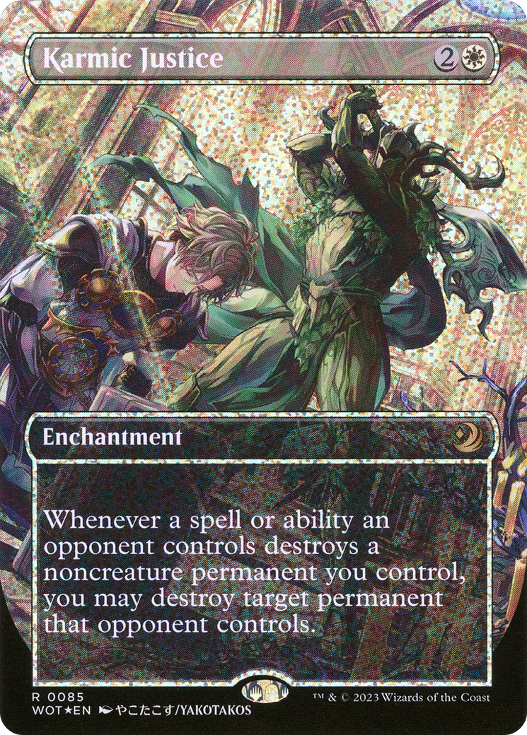 Karmic Justice (Anime Borderless) (Confetti Foil) (85) [Wilds of Eldraine: Enchanting Tales] foil - Deck Out Gaming