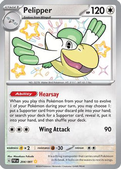Pelipper (204) [SV: Paldean Fates] Holofoil - Deck Out Gaming
