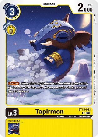 Tapirmon (BT15-033) [Exceed Apocalypse] - Deck Out Gaming