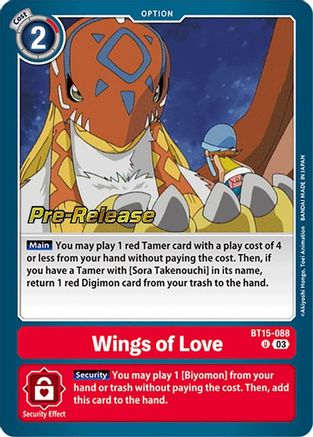 Wings of love (BT15-088) [Exceed Apocalypse Pre-Release Cards] Foil - Deck Out Gaming