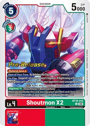 Shoutmon X2 (BT15-012) [Exceed Apocalypse Pre-Release Cards] Foil - Deck Out Gaming