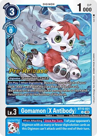 Gomamon (X Antibody) (BT15-021) [Exceed Apocalypse Pre-Release Cards] Foil - Deck Out Gaming