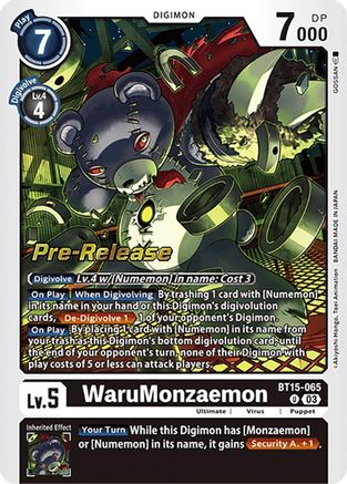 WaruMonzaemon (BT15-065) [Exceed Apocalypse Pre-Release Cards] Foil - Deck Out Gaming