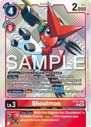 Shoutmon (Exceed Apocalypse Pre-Release Winner) (BT10-008) [Exceed Apocalypse Pre-Release Cards] Foil - Deck Out Gaming