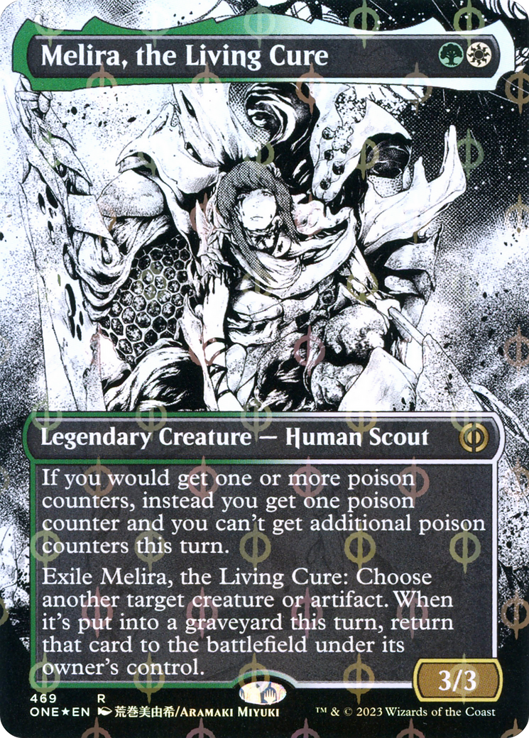 Melira, the Living Cure (Borderless) (Step-and-Compleat Foil) (469) [Phyrexia: All Will Be One] foil - Deck Out Gaming