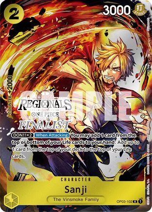 Sanji (Online Regional 2024) [Finalist] (OP03-102) [One Piece Promotion Cards] Foil - Deck Out Gaming